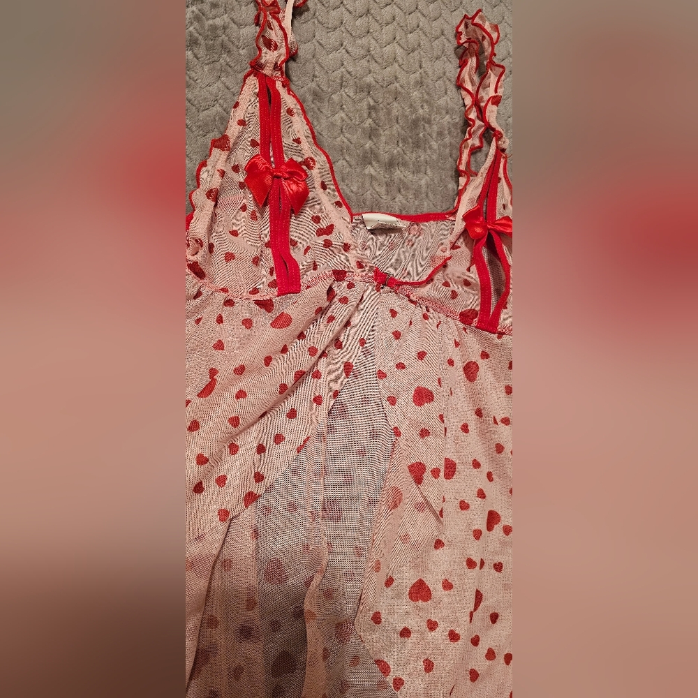 Size L Valentines Day Lingerie Set Pink Red Hearts - Picture 2 of 7